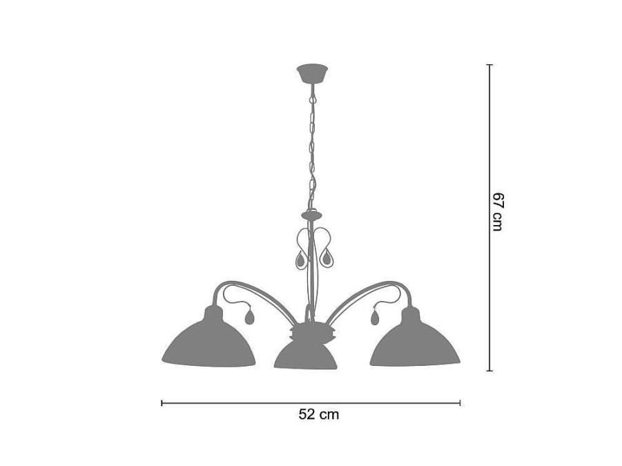 Lustre | TOSEL Lustre Tosel Bourgogne Vidro Braco Bege D52 X H67 Cm