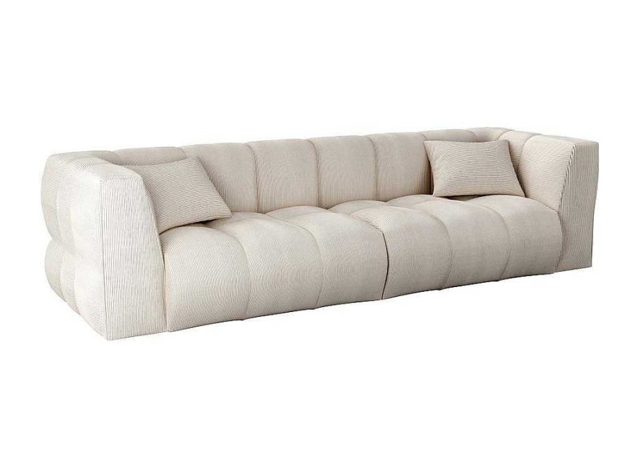 Sofa | Maison Céphy Sofa De 4 Lugares Veludo Canelado Bege - Naemia De Maison Cephy