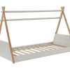 Cama De Crianca | Vente-unique Cama Tenda De 90X190 Cm Em Pinho Cor Branco E Natural - Sioux