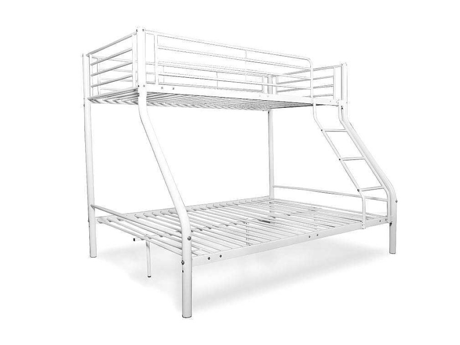 Cama De Adulto | Saldosystocks Beliche Duplo E Solteiro De Metal Para 3 Pessoas, Branco