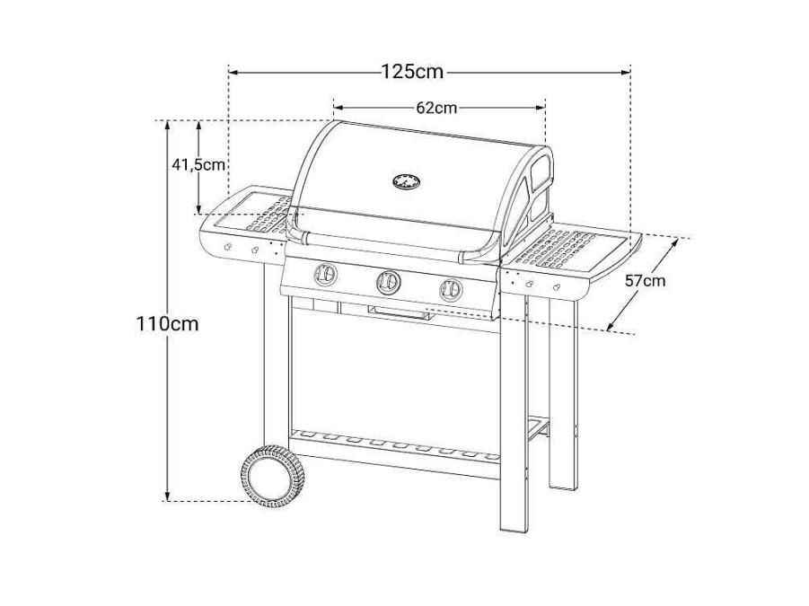 Barbecue, Braseiro De Jardim, Plancha | Cook'in Garden Cook'In Garden - Barbecue A Gas Fiesta 3 - 3 Queimadores Com Termometro 10,5Kw