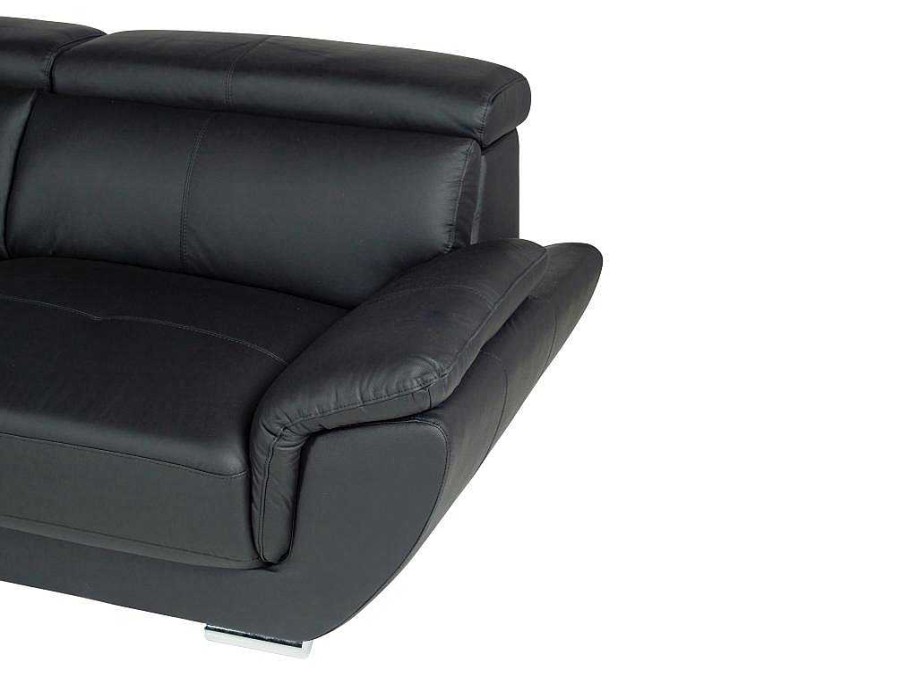 Sofa Em Pele | LINEA SOFA Sofa De Canto Em Pele Preto - Canto Esquerdo - Nahia