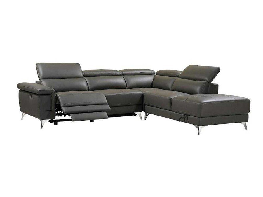 Sofa De Relaxamento Eletrico | LINEA SOFA Sofa De Canto Direito Relax Eletrico Em Pele Antracite - Pascaline