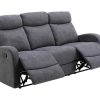 Sofa De Relaxamento Manual | Vente-unique Sofa De 3 Lugares Articulado Em Tecido Cinza - Evelyn