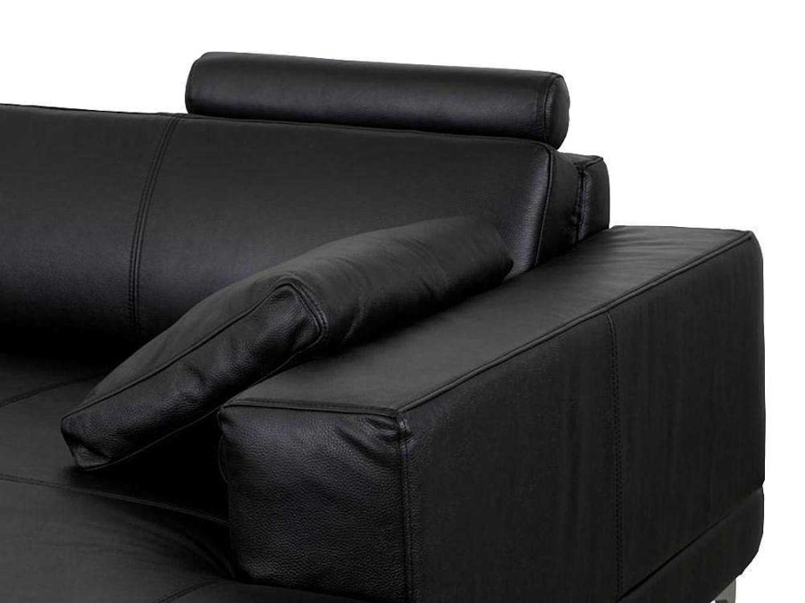 Sofa Panoramico | LINEA SOFA Grande Sofa De Canto Panoramico 7 Lugares Pele De Qualidade Superior Preto - Canto Direito - Donatello Ii