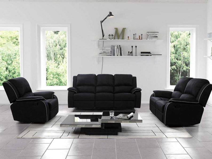 Sofa De Relaxamento Manual | Vente-unique Sofa 2 Lugares Relax Em Microfibra Taupe - Hernani