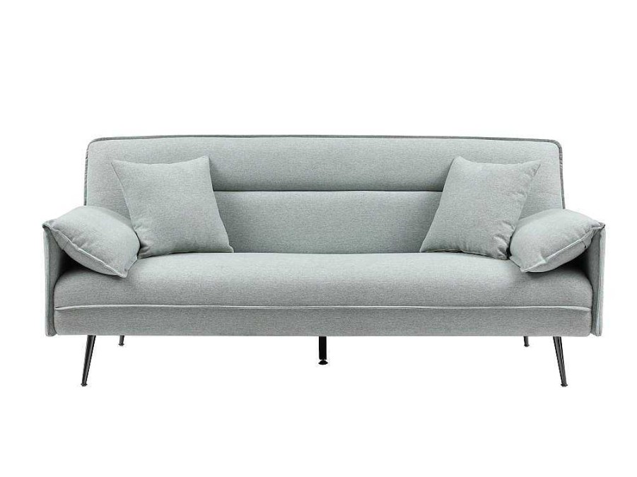 Sofa Cama Clic-Clac E Dobravel | Vente-unique Sofa De 3 Lugares Convertivel Clic-Clac Em Tecido Verde Cinza - Fusano