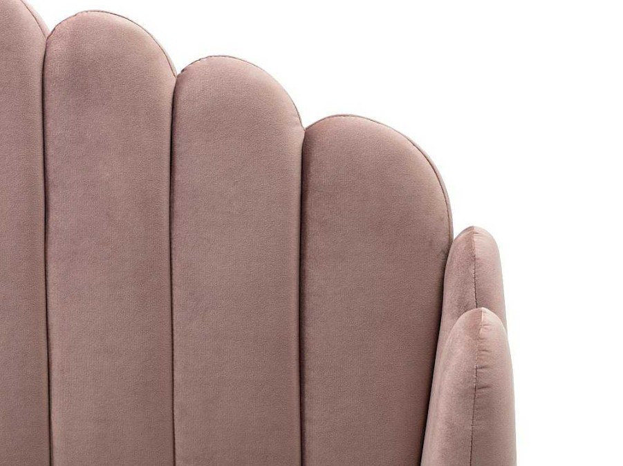 Cama Em Veludo | Vente-unique Cama Com Cabeceira De Cama Ondulada De 160 X 200 Cm Em Veludo Cor-De-Rosa Velho - Sagali