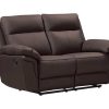 Sofa De Relaxamento Manual | Vente-unique Sofa De 2 Lugares Relax Em Pele De Bufalo Castanho - Pakita