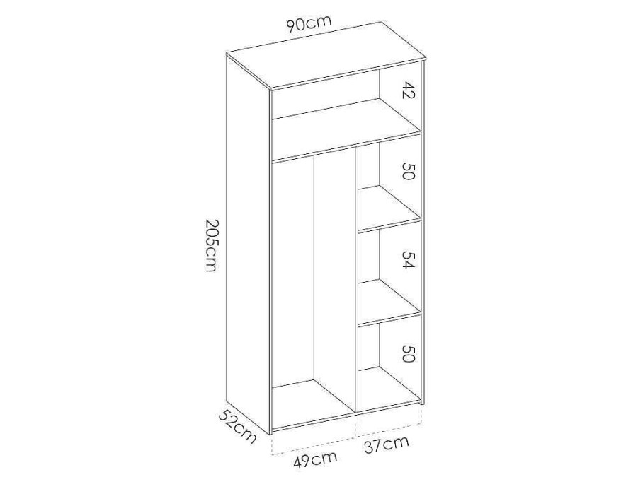 Armario E Roupeiro | Vente-unique Armario Com 2 Portas Disponivel Em Carvalho E Branco - C95Cm - Sonia