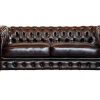 Conjunto De Sofa | Vente-unique Sofa 3+2 Lugares 100% Pele De Bufalo Castanho Reflexos Castanhos Estilo Chesterfield - Brenton