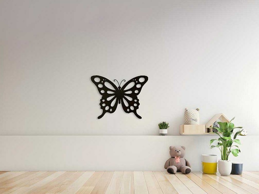 Placa De Parede Decorativa | EPIKASA Decoracao Metalica Borboleta 7, Preto, 48X1,5X37 Cm, Epikasa