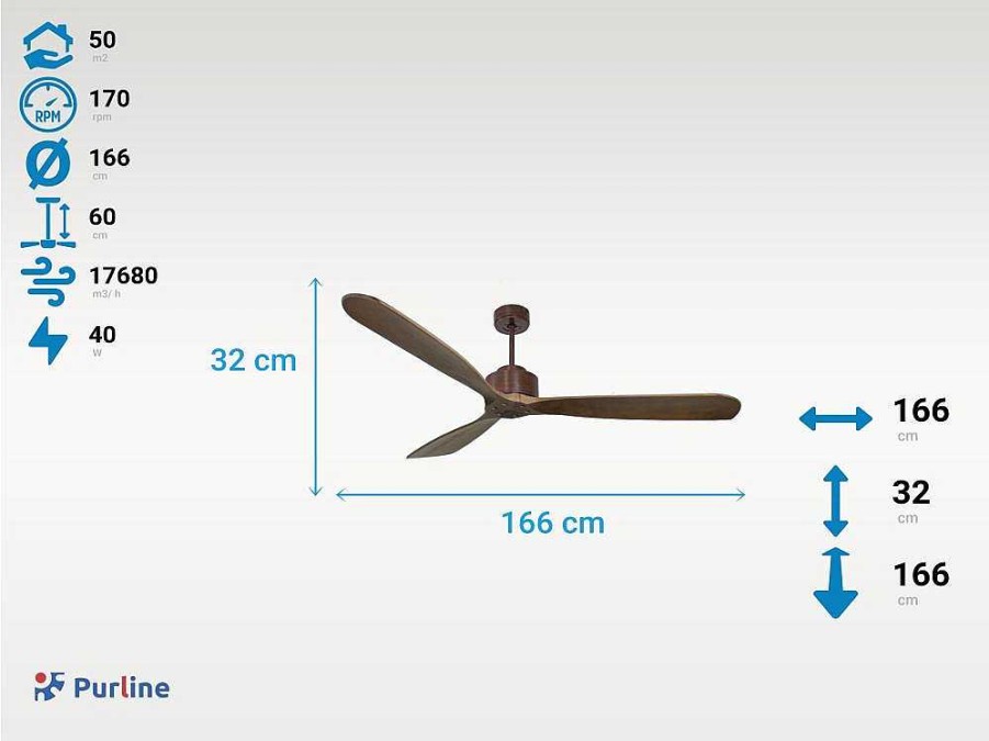 Ventilador | Purline Ventilador De Tecto 166 Cm Com Wifi Hipersilencio Reversivel