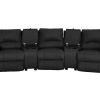 Sofa De Relaxamento Manual | Vente-unique Sofa De 3 Lugares Relax Em Pele Preto - Aroma