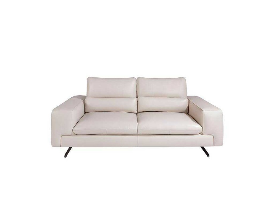 Sofa De 2 Lugares | Angel Cerda Sofa De 2 Lugares Em Couro E Pernas De Aco Preto 6141