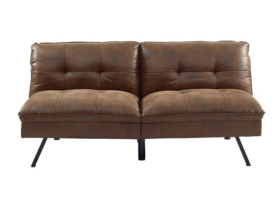 Sofa Cama Clic-Clac E Dobravel | Vente-unique Sofa Cama Clic Clac De 3 Lugares Em Microfibra Envelhecida Castanho - Pegula