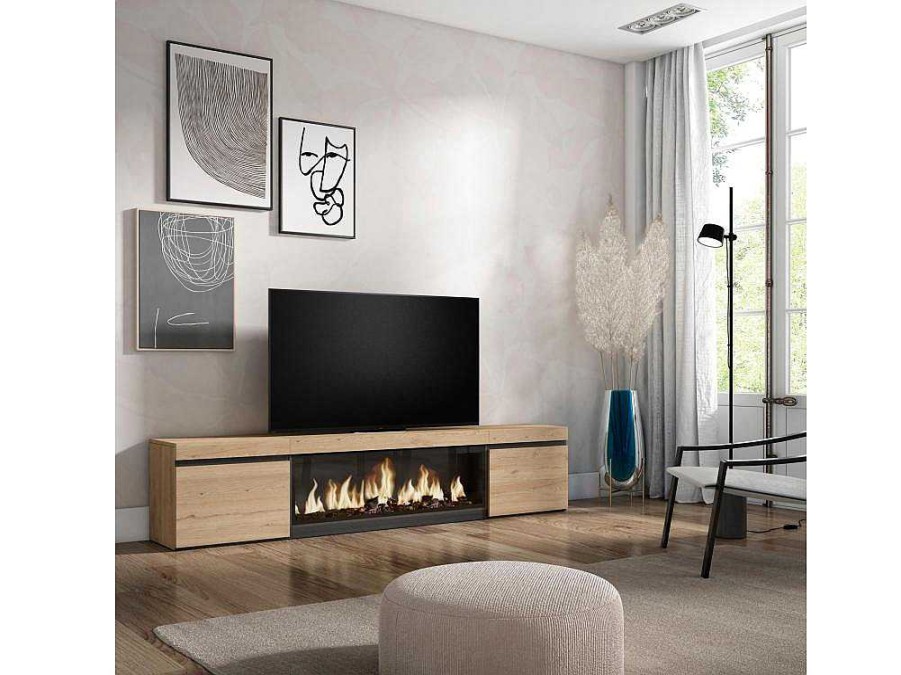 Movel De Tv | Skraut Home Movel De Tv, 210, Para Televisores Ate 80", Lareira Electrica Xxl, Carvahlo