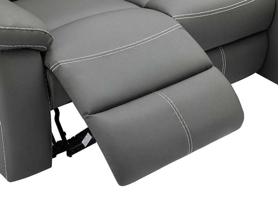 Sofa De Relaxamento Manual | Vente-unique Sofa De Canto Direito Articulado Pele Sintetica Cinza - Canby