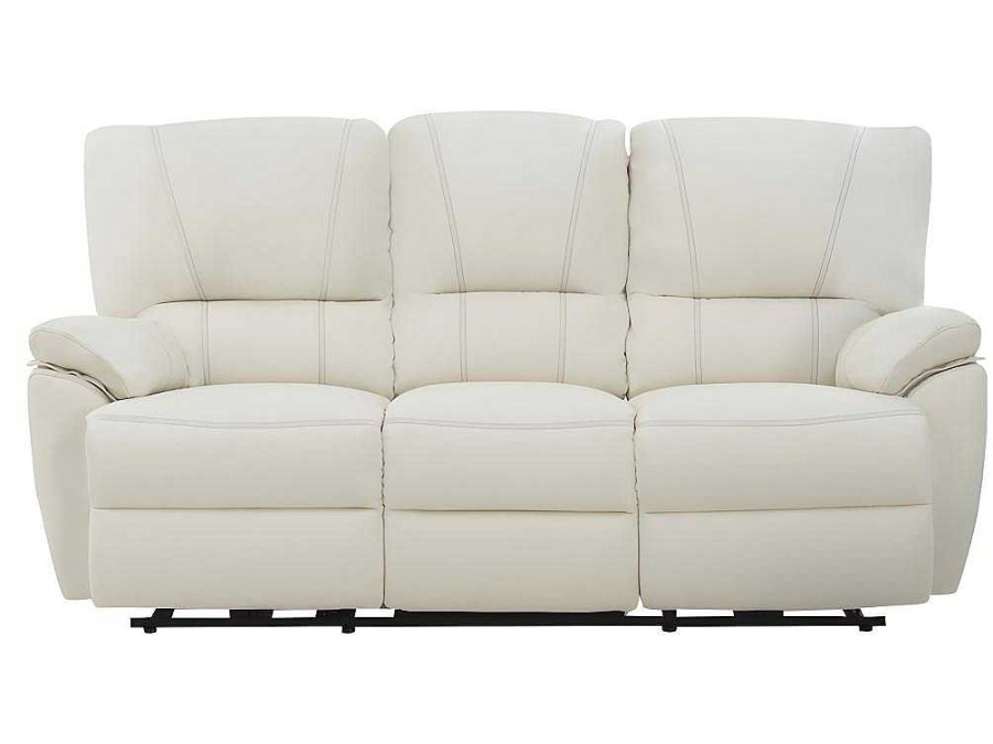 Conjunto De Sofa | Vente-unique Sofa De 3+2 Lugares Relax Eletrico Em Pele Marfim - Marcis