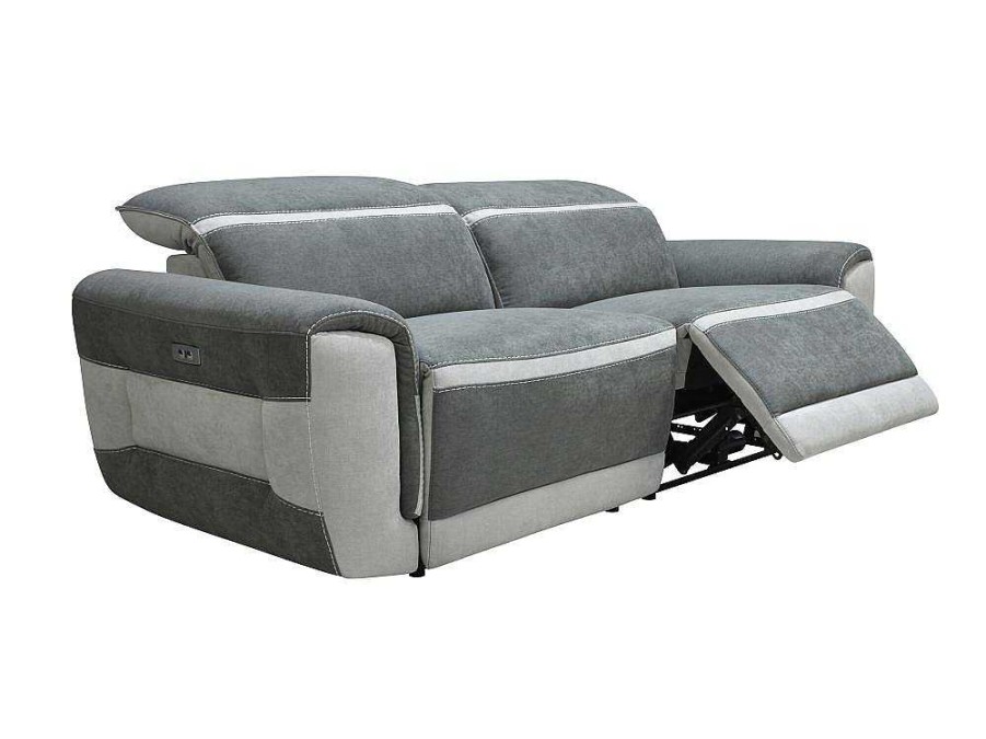 Sofa De Relaxamento Eletrico | Vente-unique Sofa De 3 Lugares Articulado Eletrico Tecido Cinzento-Escuro - Orietto