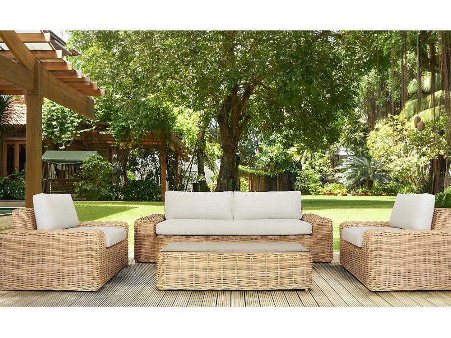 Conjunto Relax De Jardim | MYLIA Mesa De Centro De Jardim Em Resina Entrelacada - Obidos