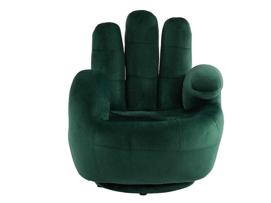 Poltrona Em Forma De Mao | Vente-unique Cadeirao Mao Giratorio Em Veludo Verde Abeto - Catchy