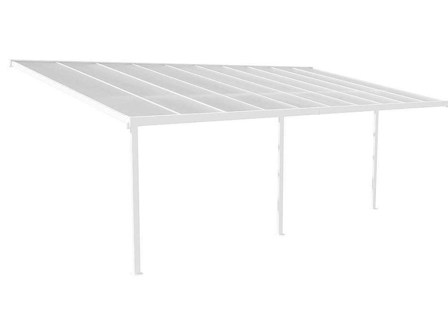 Pergola, Coreto, Quiosque | EXPERTLAND Abrigo Para Carro De Parede Em Aluminio 18,8 M Branco Alvaro