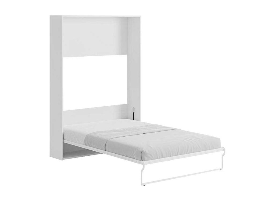 Cama Rebativel | Vente-unique Cama Rebativel 140X200 Cm Abertura Vertical Manual Branco E Cinza - Malina Ii