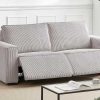 Sofa De Relaxamento Eletrico | Vente-unique Sofa De 3 Lugares Articulado Eletrico Veludo Canelado Cinzento-Claro - Amelio