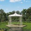 Pergola, Coreto, Quiosque | EXPERTLAND Gazebo De Jardim Em Metal Estilo Ferro Forjado D300 X A290 Cm Branco - Tilcara