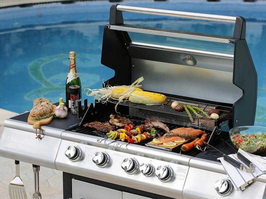 Barbecue, Braseiro De Jardim, Plancha | Vente-unique Barbecue A Gas Com 4 Bicos, 1 Fogao Lateral E 1 Assador 148X56X121 Cm - Roasty