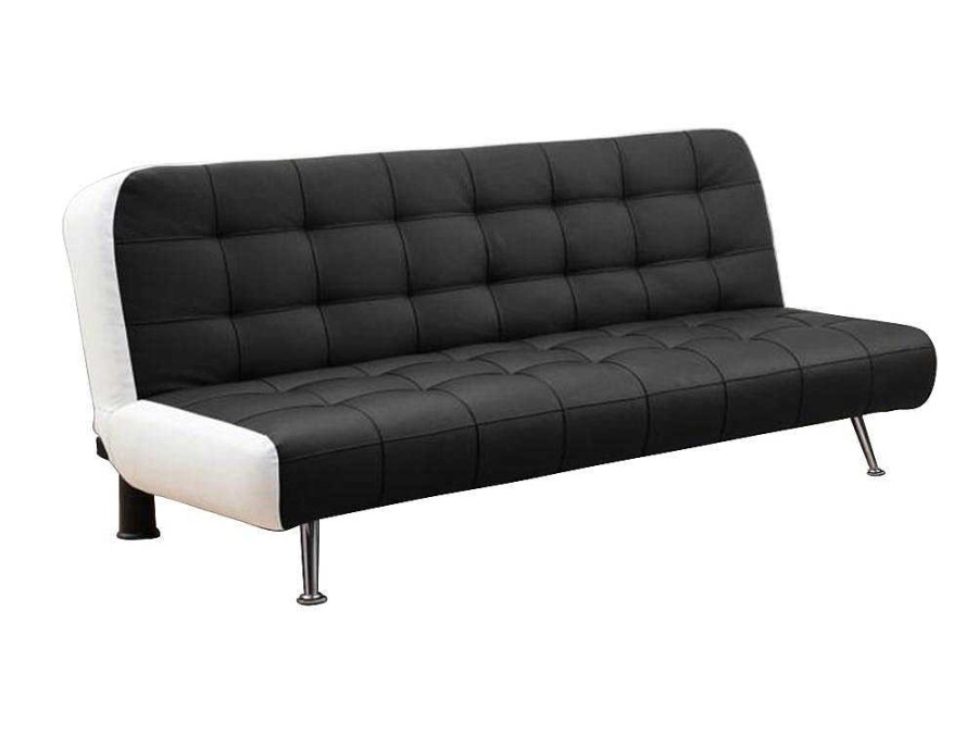 Sofa Cama Clic-Clac E Dobravel | Vente-unique Sofa Cama Clic Clac E Pufe De Pele Sintetica Preto - Murni