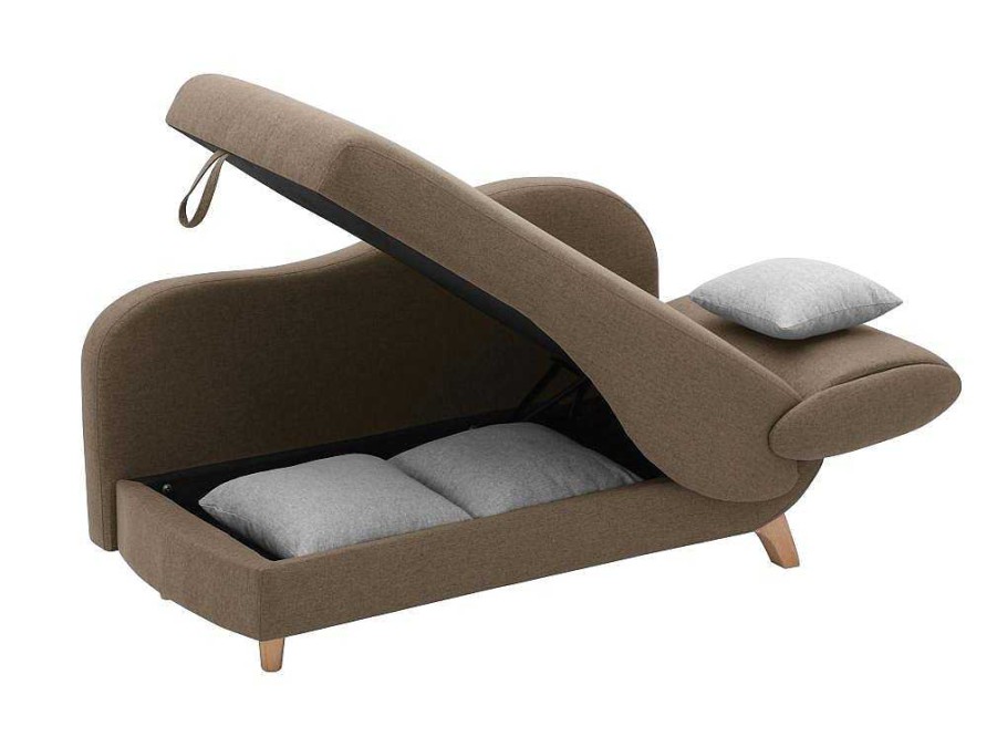 Chaise Longue | Vente-unique Chaise-Longue Esquerda Convertivel Em Tecido Castanho Com Espaco De Arrumacao - Penelope