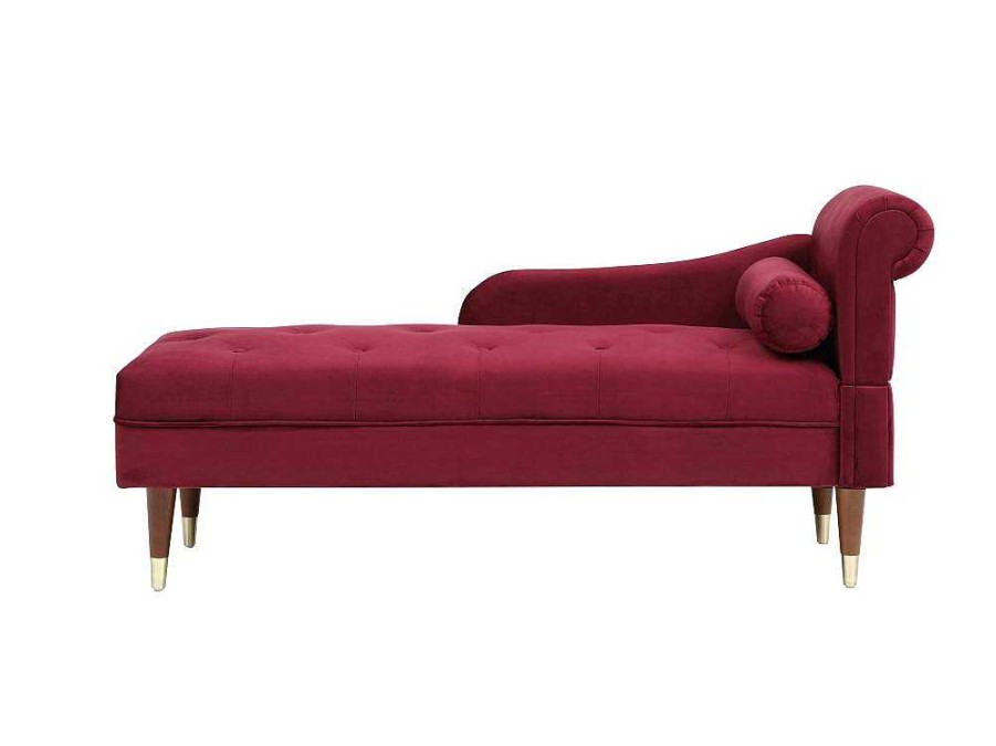 Chaise Longue | Vente-unique Chaise-Longue Esquerda Em Veludo Bordeaux - Umari