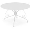 Conjunto Mesa E Cadeiras De Jardim | MYLIA Mesa De Jardim D.120 Cm Metal Estilo Ferro Forjado Branco - Guermantes De Mylia