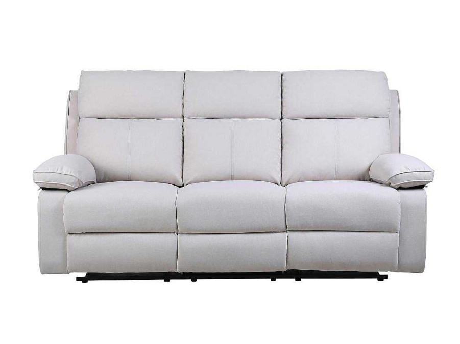 Conjunto Sofa E Poltrona | Vente-unique Sofa De 3 Lugares E Poltrona Articulados Em Tecido Bege - Lana