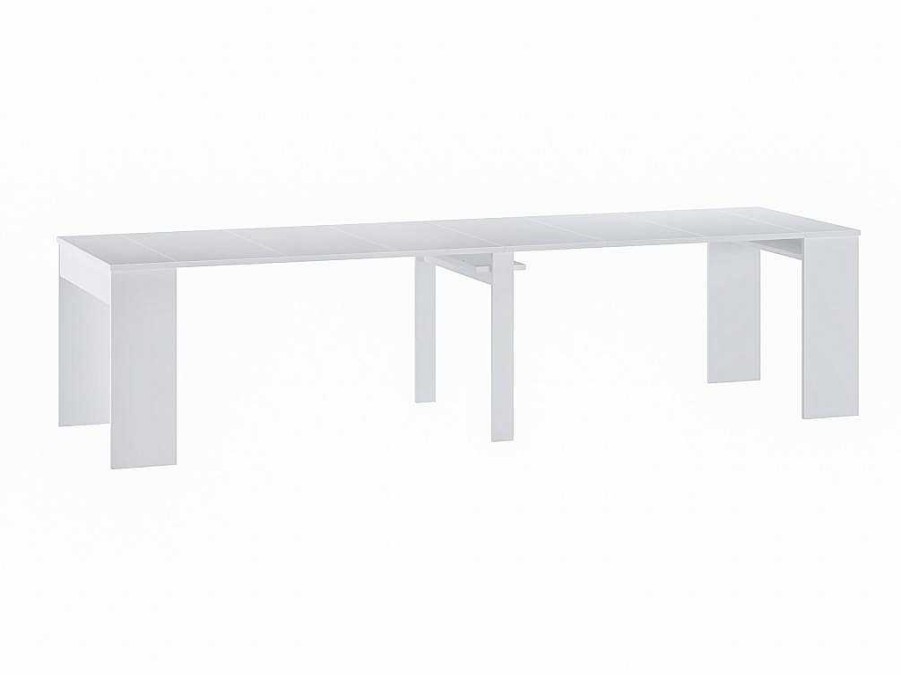 Consola | Vente-unique Consola Mesa Extensivel 12 Lugares, 6 Extensoes, Branco - Onega