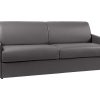 Sofa Cama De Abertura Rapida | Vente-unique Sofa 4 Lugares Convertivel Em Cama Expresso Em Pele Sintetica Cinzento - Cama De 160 Cm - Calife