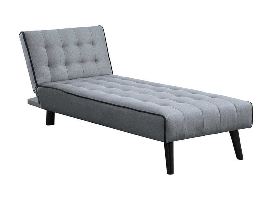 Chaise Longue | Vente-unique Chaise Longue Cama Em Tecido Cinzento E Contornos Pretos - Bayou