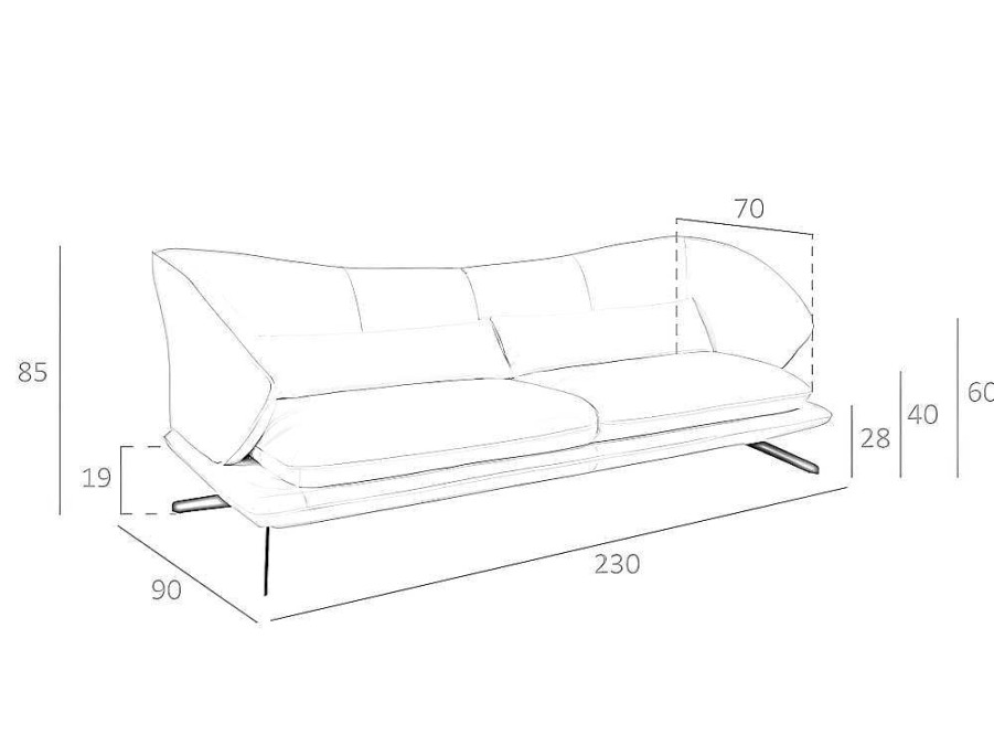 Sofa De 3 Lugares | Angel Cerda Sofa De 3 Lugares Em Couro E Almofadas Decorativas 6146