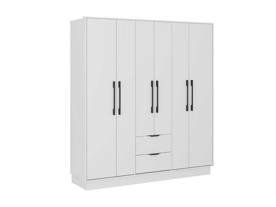 Armario E Roupeiro | Vente-unique Guarda-Roupa 6 Portas E 2 Gavetas C162 Branco - Feova