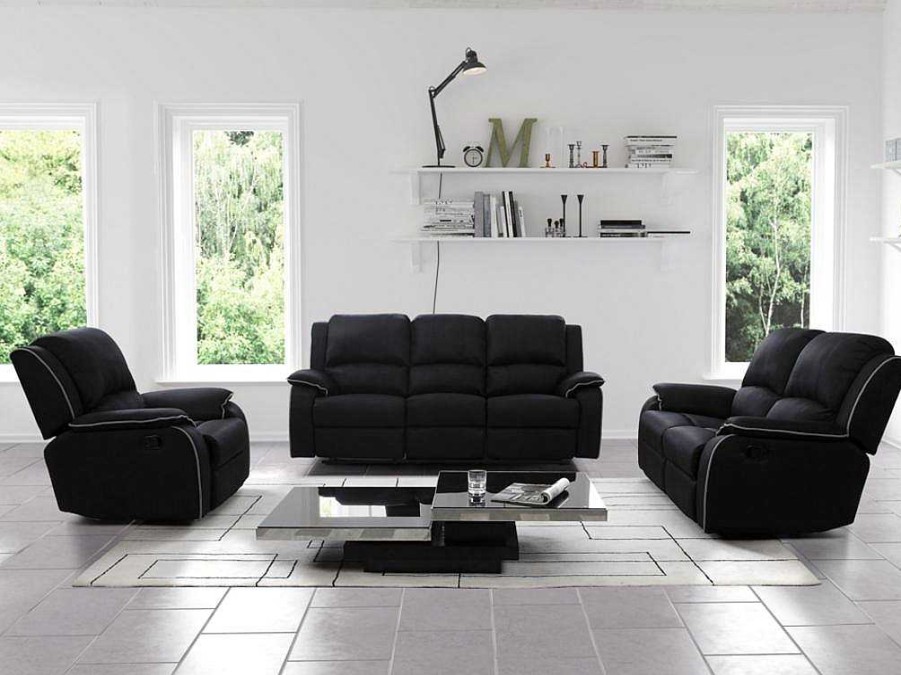 Conjunto De Sofa | Vente-unique Sofa De 3+2 Lugares Relax Em Microfibra Taupe - Hernani