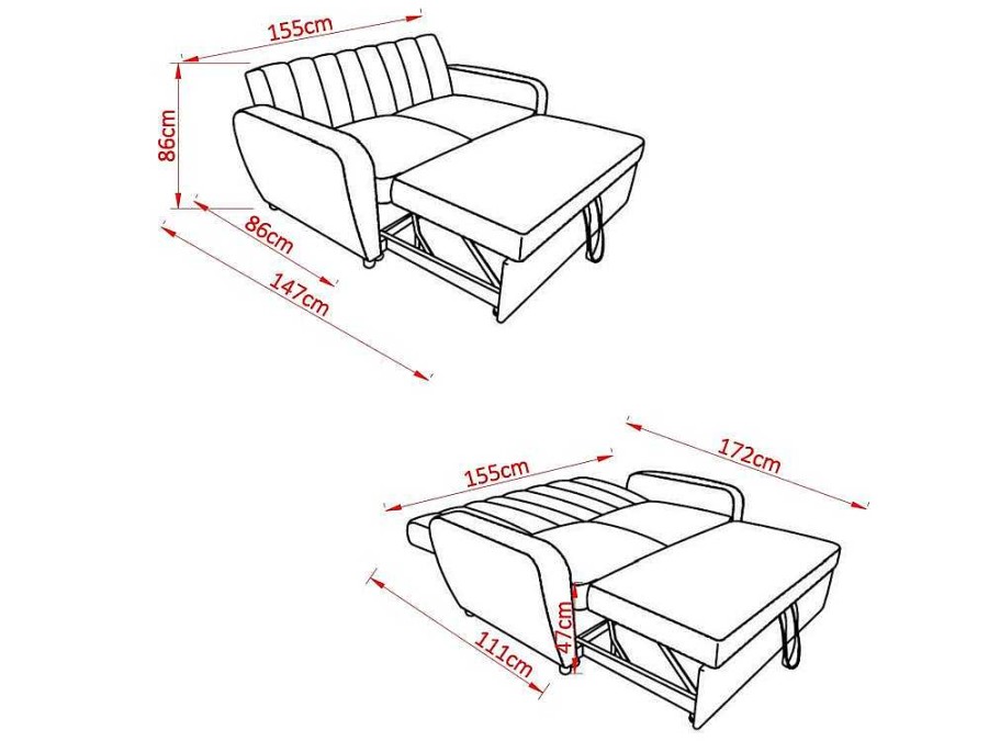 Sofa Cama Clic-Clac E Dobravel | Saldosystocks Sofa-Cama Duplo Berlim 155X86Cm (Cama: 172X155Cm)