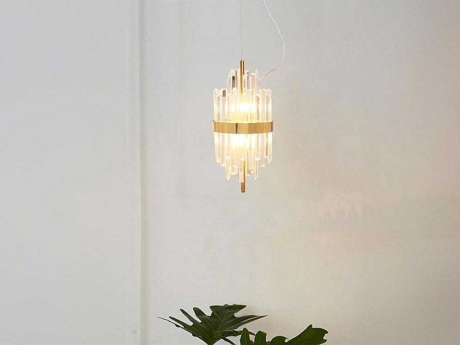 Lustre | OZAIA Candeeiro De Teto Aco Inoxidavel E Vidro D25 Cm Dourado E Transparente - Langley