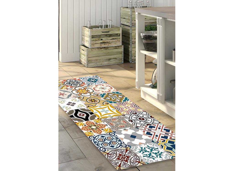 Tapetes De Corredor | OZAIA Tapete De Corredor Em Vinil Efeito Mosaico Hidraulico Rica - 66X160 Cm - Multicolor