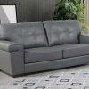 Conjunto De Sofa | Vente-unique Sofas 3+2 Lugares Em Pele Cinzento - Hazel