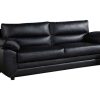 Sofa Em Pele Sintetica | Vente-unique Sofa De 3 Lugares Em Pele Sintetica Preto - Manoa