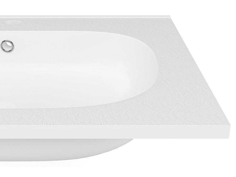 Lavatorio | Shower & Design Lavatorio De Encastrar Resina Efeito Pedra Branco C60 X L46 Cm - Okiwa