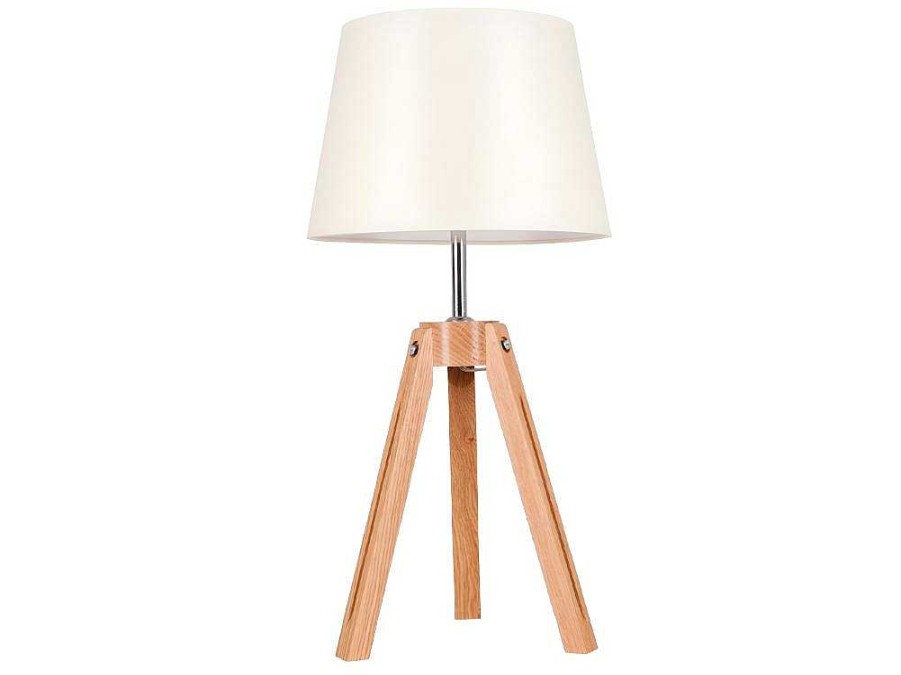 Candeeiro De Mesa | EPIKASA Lampada De Mesa Tripod, Carvalho, Bege, 30X30X55,5 Cm, Epikasa