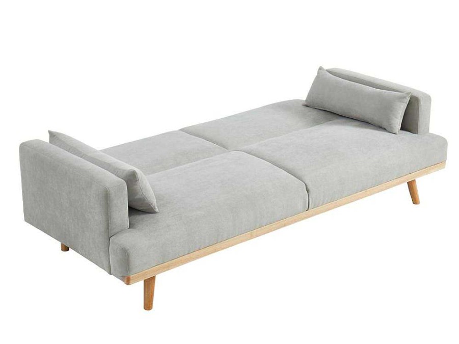 Sofa Cama Clic-Clac E Dobravel | Vente-unique Sofa De 3 Lugares Convertivel Clic-Clac Em Tecido Esme - Cinza-Claro